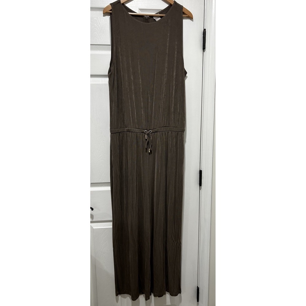 Chicos Travelers Jumpsuit Size 3  (US‎ 16/18) Tie Waist Wide Cropped Leg Slinky
